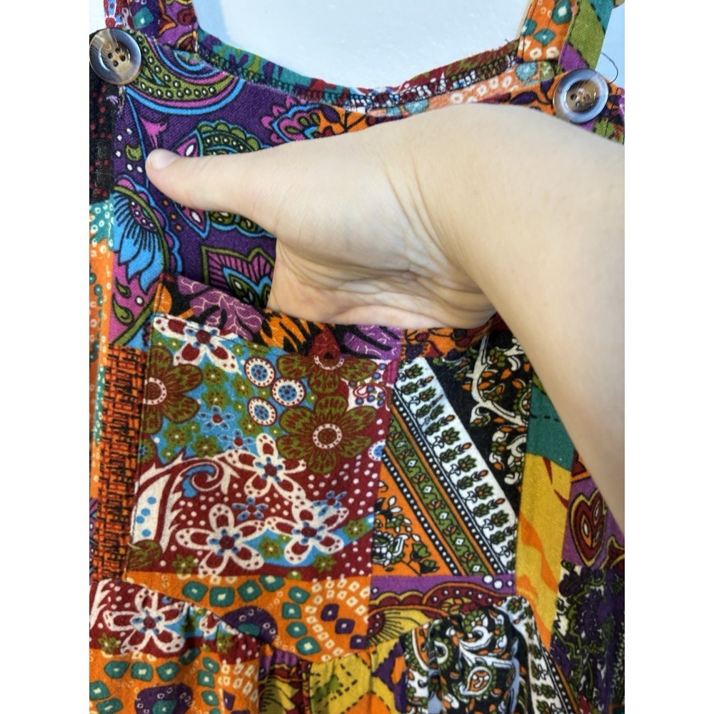 Patchwork Printed Jumpsuit Women's Medium Boho Si… - image 3